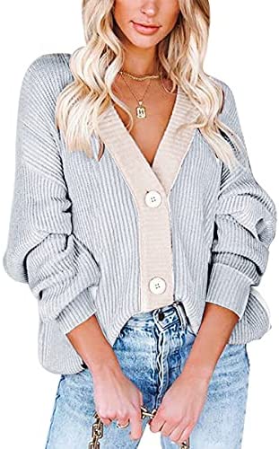 Women Button Cardigan Sweater Long Sleeve Chunky Oversized Fall Tunic Sweaters