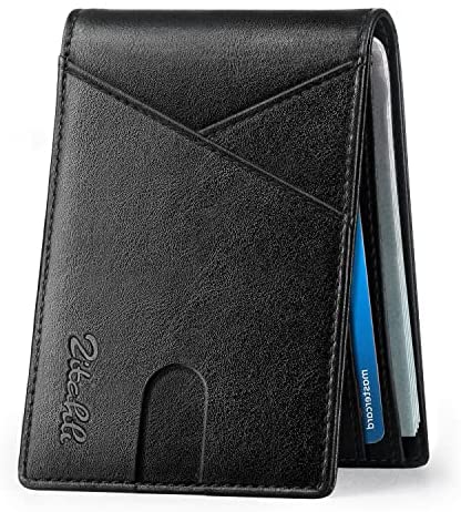 Zitahli Mens Slim Wallet with Bill Pockets RFID-blocking Leather Bifold Wallets
