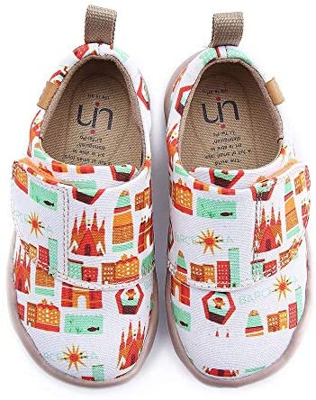 UIN Toddler Baby Shoes Art City White Painted Girl Boy's Canvas Casual Fashional Art Sneaker