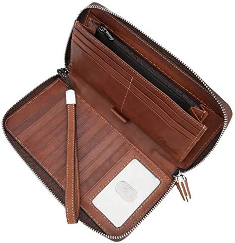 Lavemi Women's RFID Blocking Leather Zip Around Wallet Large Phone Holder Clutch Travel Purse Wristlet