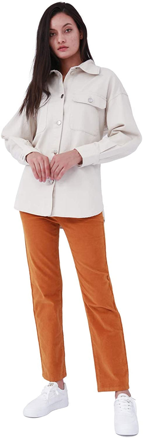 Women's Stretch Corduroy Pants Straight-Fit Fall Winter Warm Comfy Fashion Work Casual Pants