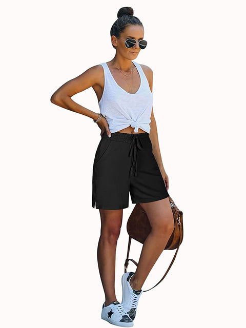 Women's Workout Shorts 5" Hiking Shorts with Zip Pockets Gym Running Athletic Shorts