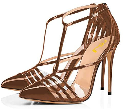 FSJ Women Strappy Pointed Toe Thin High Heel Sandals Ankle Straps Stiletto Pumps Party Prom Shoes Size 4-15 US