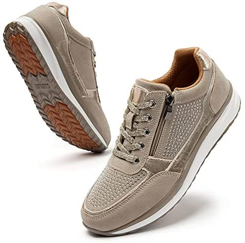 Women Walking Shoes Comfort Side Zipper Tennis Shoes