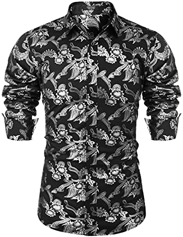 Men's Luxury Design Shirts Floral Dress Shirt Casual Button Down Shirts