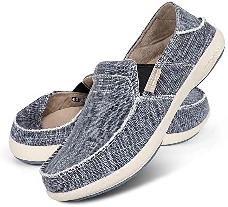 Slip On Shoes for Men, Plantar Fasciitis Canvas Loafer Shoes with Arch Support, Orthopedic Casual Non Slip Shoes with Rubber Sole
