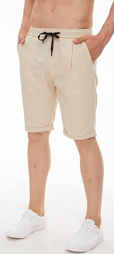 Men's Linen Like Shorts Seersucker Shorts with Drawstring