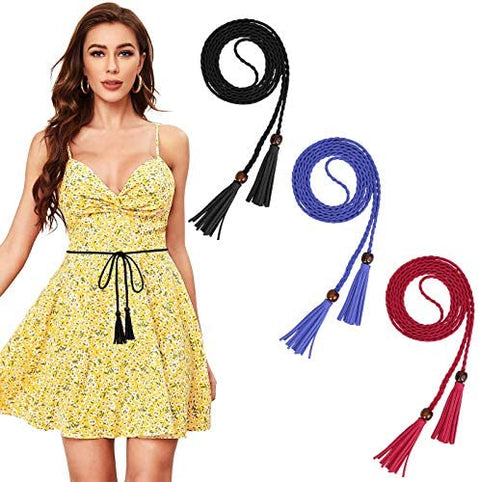 Women's Tassel Braided Waist Belt