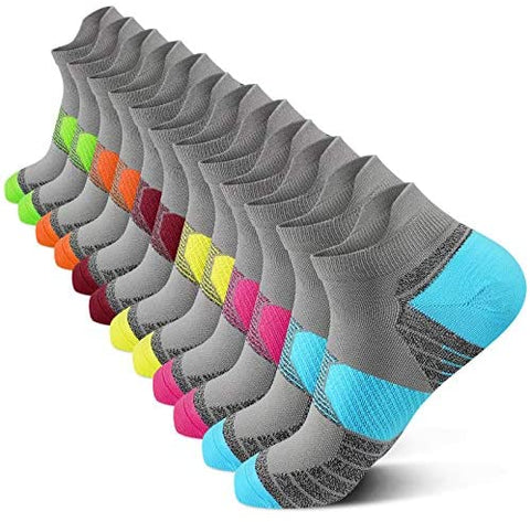 PAPLUS Compression Running Socks Women (6 Pairs), Ankle Athletic Socks Low Cut with Arch Support
