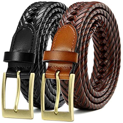 Mens Braided Belt, Braided Leather Belts for Men 1 1/8", CHAOREN Woven Belt Dress and Casual in Gift Box
