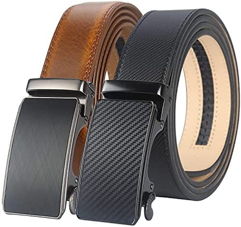 Lavemi Men's Real Leather Ratchet Dress Belt with Automatic Buckle,Elegant Gift Box