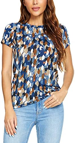 Women's Crewneck Slim Fitted Short Sleeve T-Shirt Stretchy Bodycon Basic Tee Tops