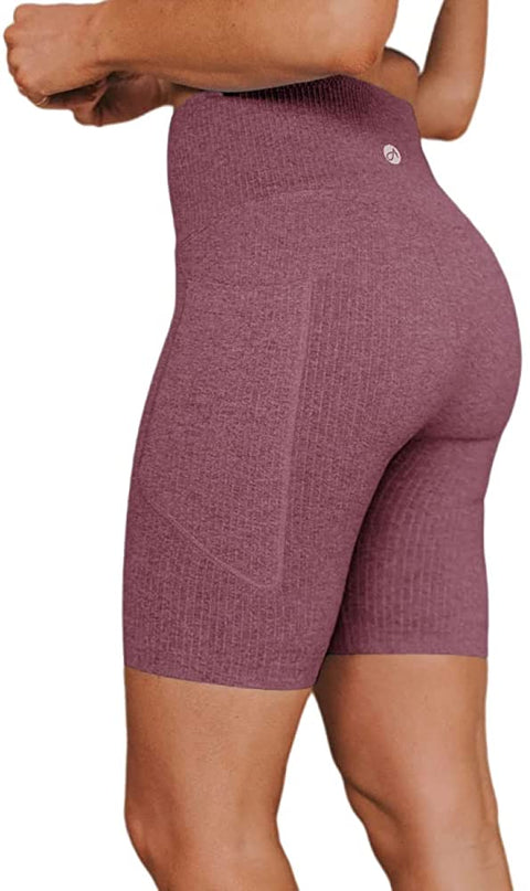 Women's High Waisted Seamless Biker Shorts Tummy Control Butt Lifting Gym Workout Yoga Leggings with Pocket