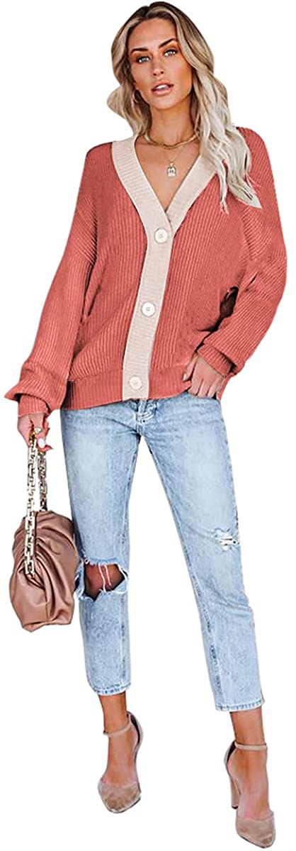 Women Button Cardigan Sweater Long Sleeve Chunky Oversized Fall Tunic Sweaters