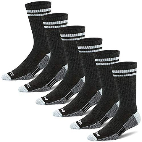 Men's 6-Pack Performance Cushioned Athletic Crew Socks