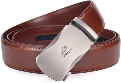 Men Belts Leather Male Slide Ratchet Work Dress Strap w Interchangeable Buckle Beltox （46"-56" Waist Adjustable，Brown NT）