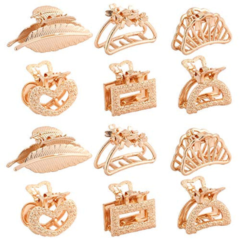 Claw Hair Clips No-slip Grip - 12PCS Mini Size Jaw Hair Clips for Women Girls Thick Hair Claw Clips Clamps Hair Barrette Jaw Clamp (Sequins)