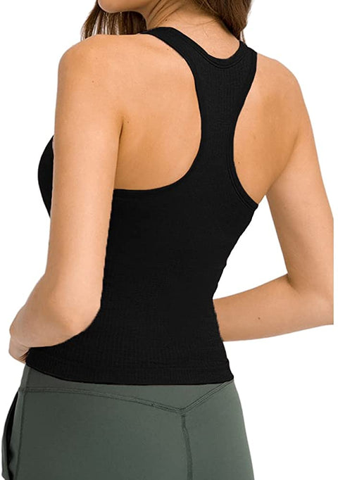 Sleeveless Racerback Tank Tops for Women Scoop Neck Slim Fit Stretchy Gym Workout Yoga Running Top