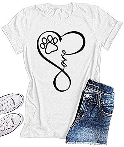 Ruanyu Womens Graphic Letter Print Shirt Crew Neck Summer Short Sleeve Pullover Loose Fit Cute Casual Tee Tops Blouses