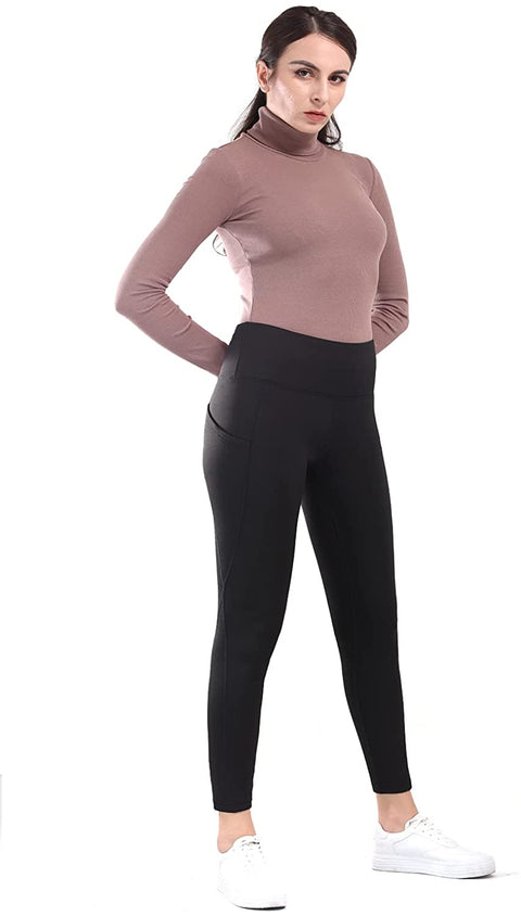 Fleece Lined Leggings for Women High Waist Thick Thermal Tights Winter Running Yoga Pants with Pockets