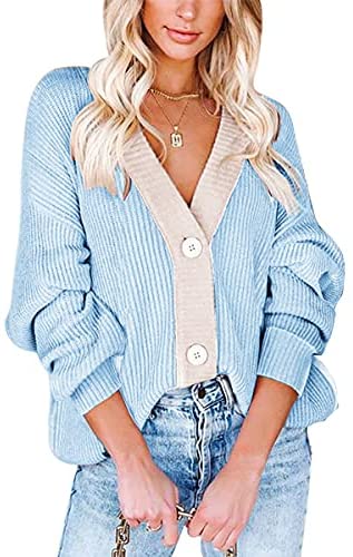 Women Button Cardigan Sweater Long Sleeve Chunky Oversized Fall Tunic Sweaters