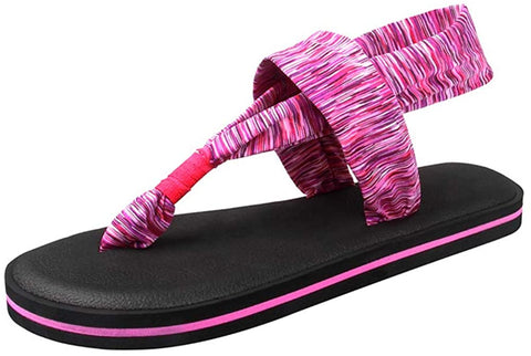 Santiro Pink Yoga Sling Flip Flops Lightweight Flats Sandals Casual Meditation Shoes- 4 M US