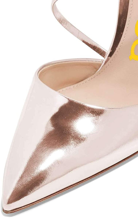Women Chic Pointy Toe Mules Stiletto High Heels Sandals Strappy Slide Dress Party Wedding Shoes with Buckle Size 4-15 US