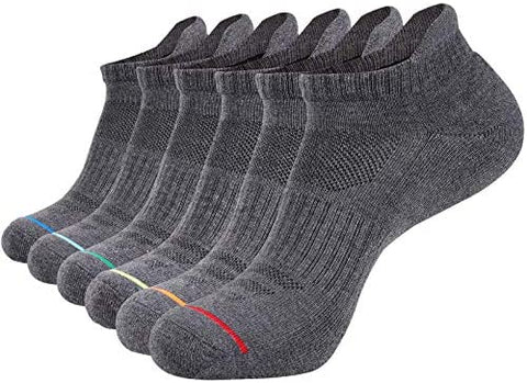 Mens Athletic Low Cut Ankle Socks Cushioned Running Sports Sock for Men 6 Pack