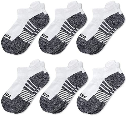 BERING Kids' Athletic Cushioned Ankle Socks 6 Pairs Low Cut Tab for Boys Girls