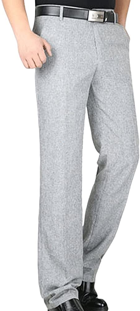 Men's No-Iron Plain-Front Pants Work Wear Comfort Fit Dress Pant with Pockets