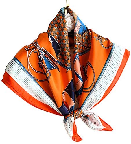 YMXHHB Silk Feeling Scarf Women’s Medium Square Satin Hair Scarf 27.5 x 27.5 inches