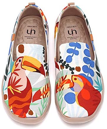 UIN Men's Lightweight Slip Ons Loafers Walking Flats Casual Comfort Art Painted Travel Shoes Tropical Forest