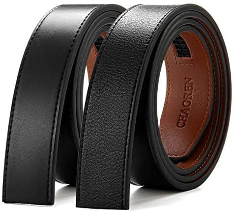 CHAOREN Ratchet Belt Replacement Strap 1 3/8”, Genuine Leather Belt Casual for 40MM Slide Click Buckle