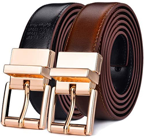 Beltox Men’s Belt Dress Casual Reversible Leather 1.1” w Roller Buckle Rotated