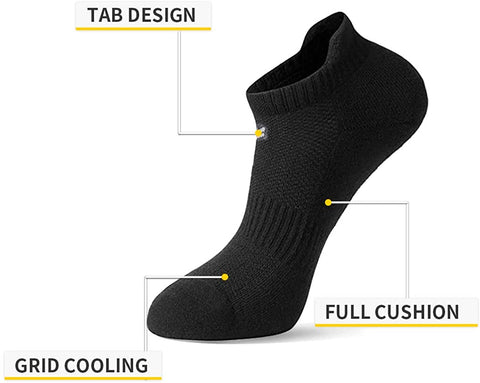 FitVille Athletic Socks For Men Low Cut Combed Mens Low Ankle Socks Pack Of 3(Black)