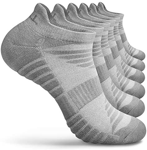 VWELL Athletic Running Socks for Men Women, Cushioned Sports Ankle Socks, Low Cut Socks, Moisture Wicking 6 Pairs