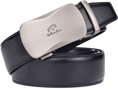 Men Belts Leather Male Slide Ratchet Work Dress Strap w Interchangeable Buckle Beltox （46"-56" Waist Adjustable，Black NT）