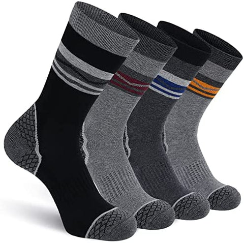 CS CELERSPORT 4 Pack Men's Merino Wool Hiking Socks with Cushion Warm Winter Thermal Boot Crew Socks
