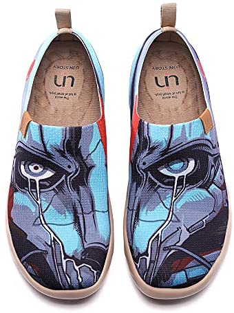 UIN Men's Loafers Lightweight Knitted Sneakers Walking Casual Slip Ons Funny Style Art Painted Travel Shoes
