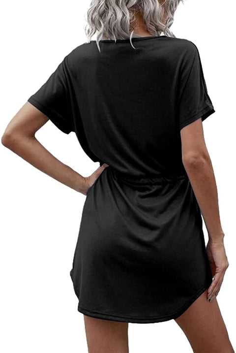 Dyexces Womens Dresses Tshirts Dress Summer Dresses Tunic Short Sleeve Crewneck Midi Dress with Pockets