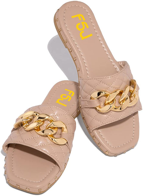Women Sexy Square Open Toe Comfortable Flat