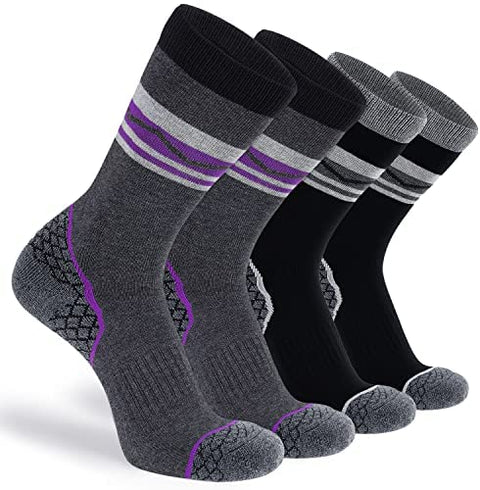 CS CELERSPORT 4 Pack Women's Merino Wool Hiking Socks with Cushion Warm Thermal Winter Boot Socks