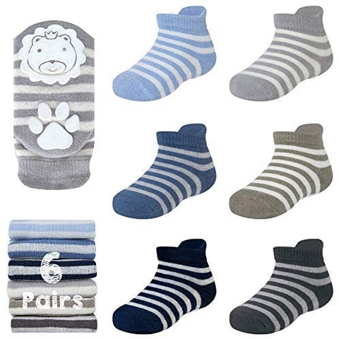 Ozaiic Baby Non Slip Grip Ankle Socks with Cushion for Newborn Toddler Boy Girl