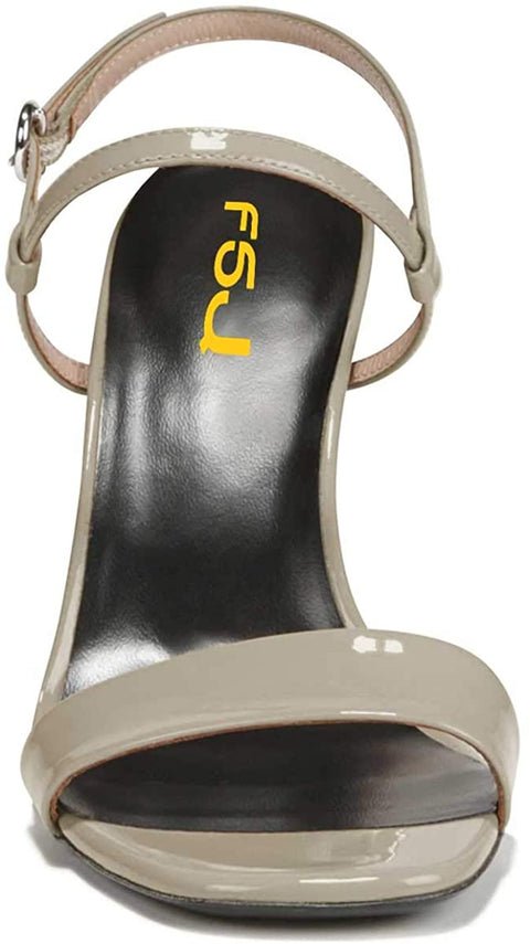 FSJ Women Trendy Square Open Toe Thick High Heel Slingback Ankle Strap Sandals Sexy Double Straps Slip on Pumps Dressy Adjustable Buckled Party Prom Wedding Shoes Size 4-15 US