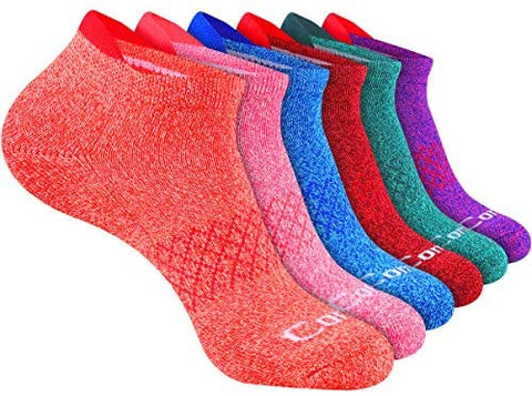Womens Ankle Socks Cotton 6 Pairs Athletic Running Cushioned Socks With Tab