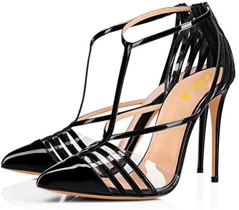 FSJ Women Strappy Pointed Toe Thin High Heel Sandals Ankle Straps Stiletto Pumps Party Prom Shoes Size 4-15 US