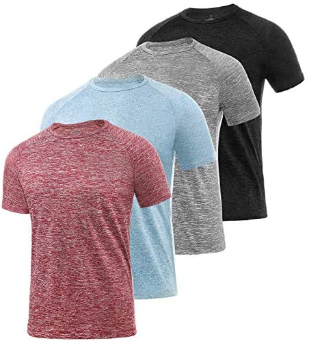 Xelky 4-5 Pack Men's Dry Fit T Shirt Moisture Wicking Athletic Tees Exercise Fitness Activewear Short Sleeves Gym Workout Top