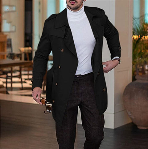 Men's  Slim-Fit Trench Coat with Belt