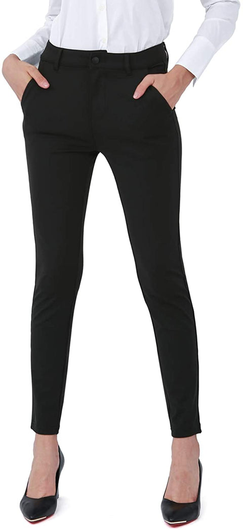 Dress Pants for Women Business Casual Stretch Skinny Work Pants with Pockets (RADBlack, Small)