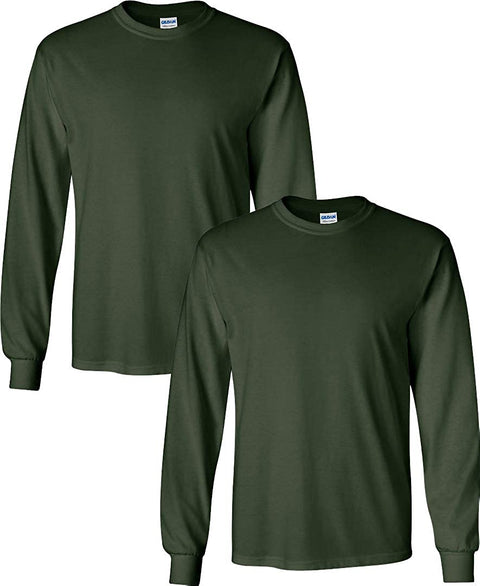 Gildan Men's Heavy Cotton Long Sleeve T-Shirt, Style 5400, (2 Pack)